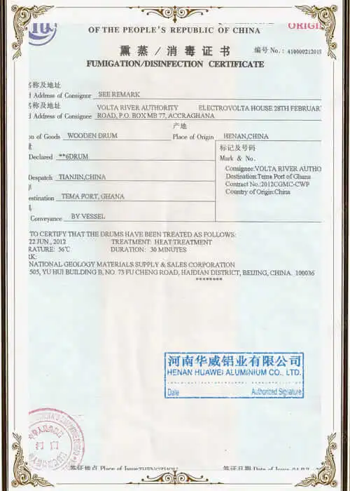 Fumigation-certificate