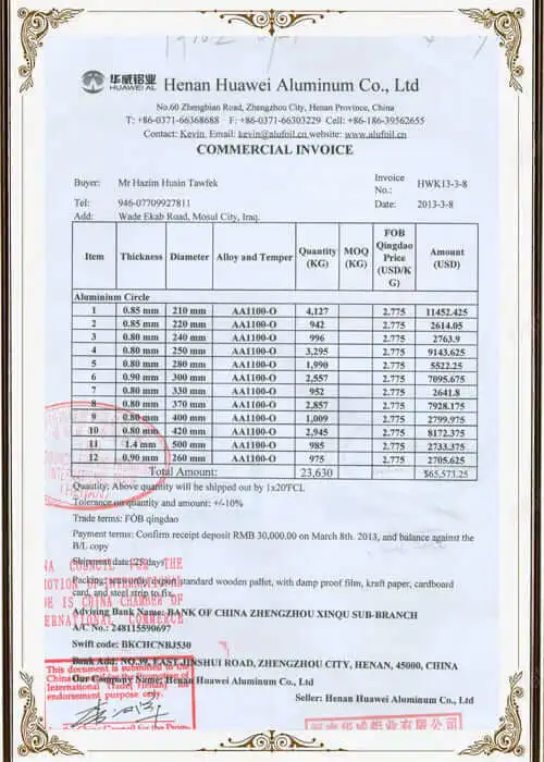 Invoice-Embassy-Certification